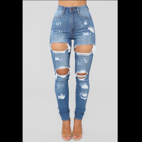 Ripped High Waist Jeans (Drama Jeans) - Picture 1 of 2
